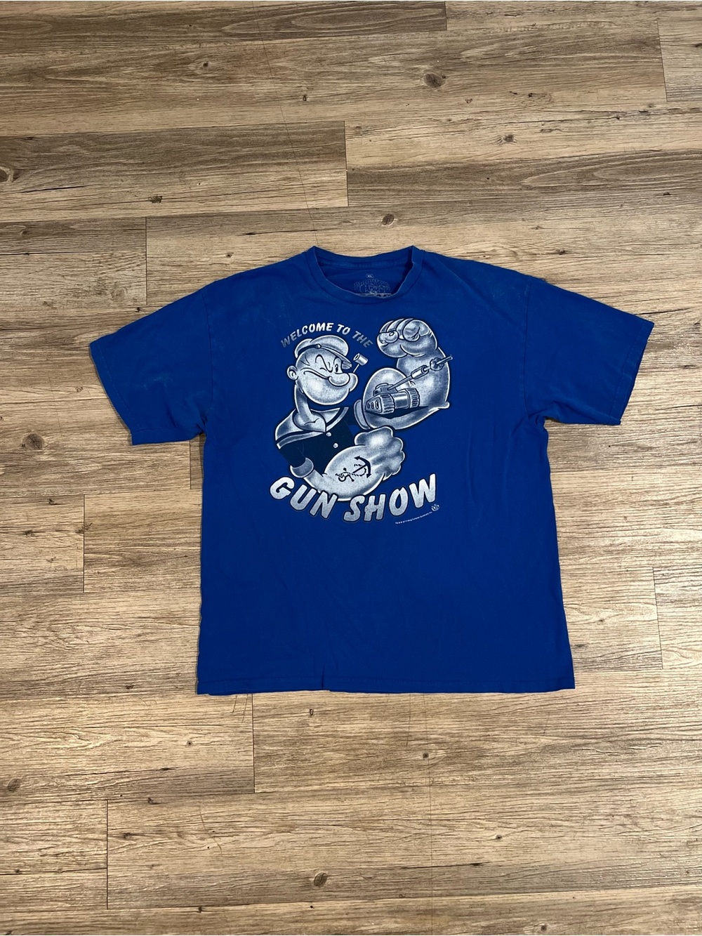 VINTAGE POPEYE WELCOME TO THE GUN SHOW BLACK T-SHIRT SZ XLARGE